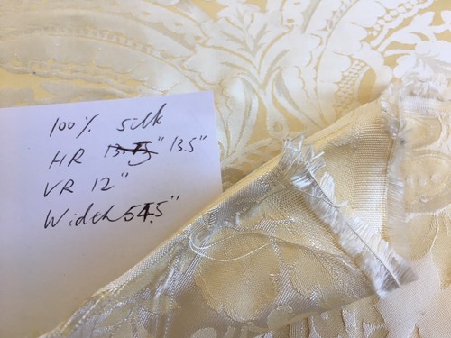 100% SILK DAMASK CLASSIC RENAISSANCE CREAM WHITE HIGH END BTY