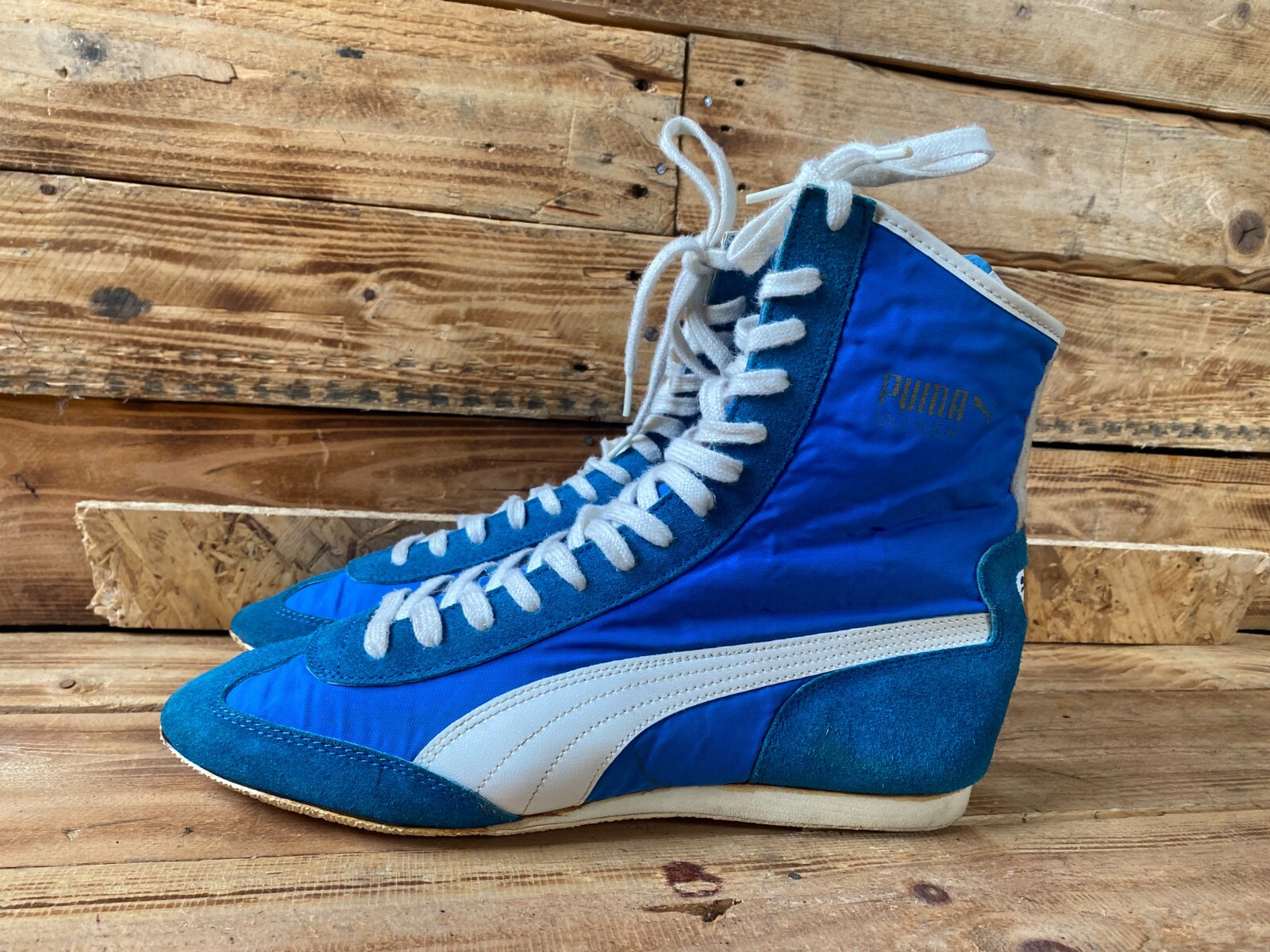 Vintage 80's puma boxing shoes made in west germany, blue sz Vintage 80's puma boxing shoes made in west germany, blue sz