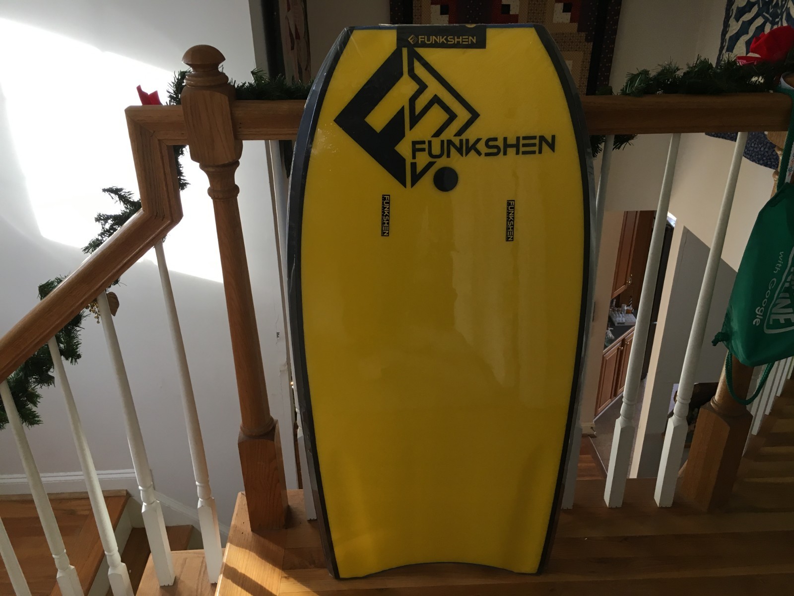 Funkshen Enforcer EPS Core Crescent Tail Water Body Board, Blue and Yellow- NEW