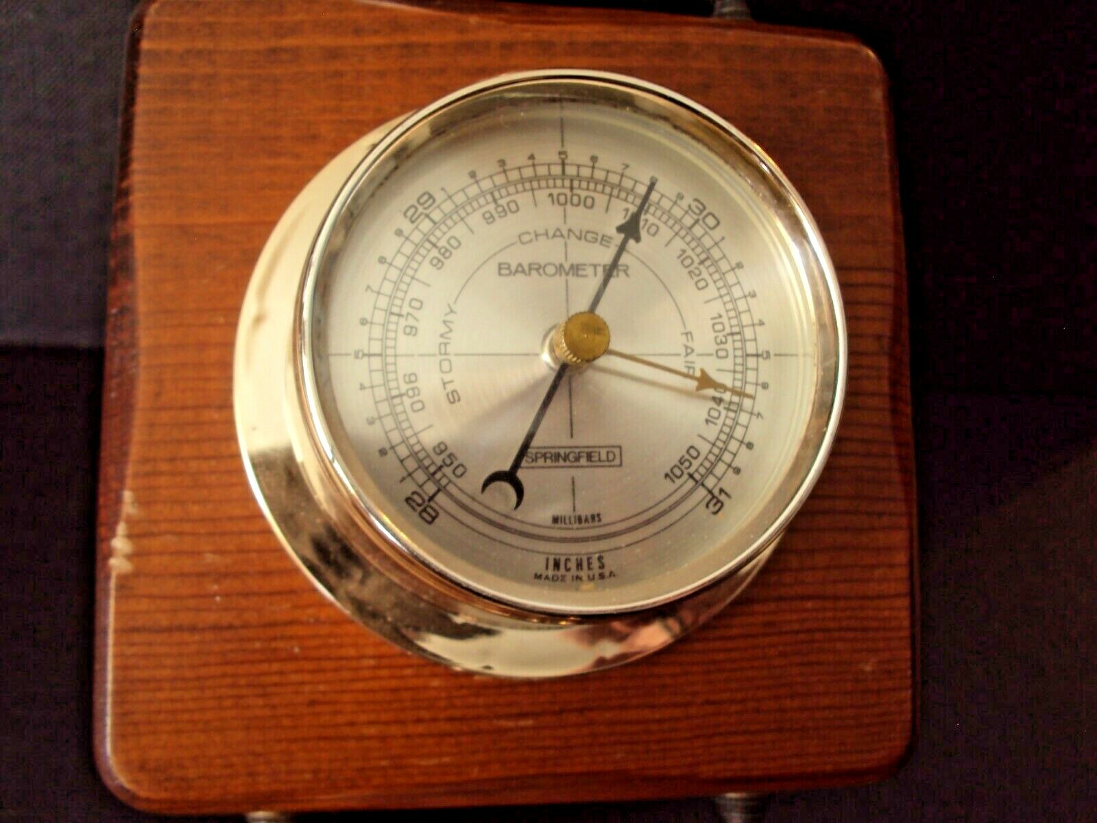 Vintage Springfield Weather Station W/ Key Thermometer Barometer Humidity Eagle