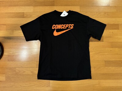 New M Nike SB Concepts Orange Lobster Black Loose Fit Shirt DR0642-010 Men
