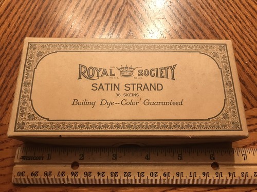 Antique Royal Society Empty Cardboard Box Satin Strand Brown 643 Empty 1930’s