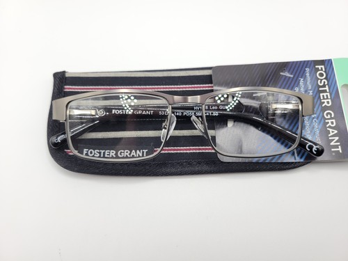 Foster Grant Leo Gunmetal Black Modern Reading Glasses Pick Strength