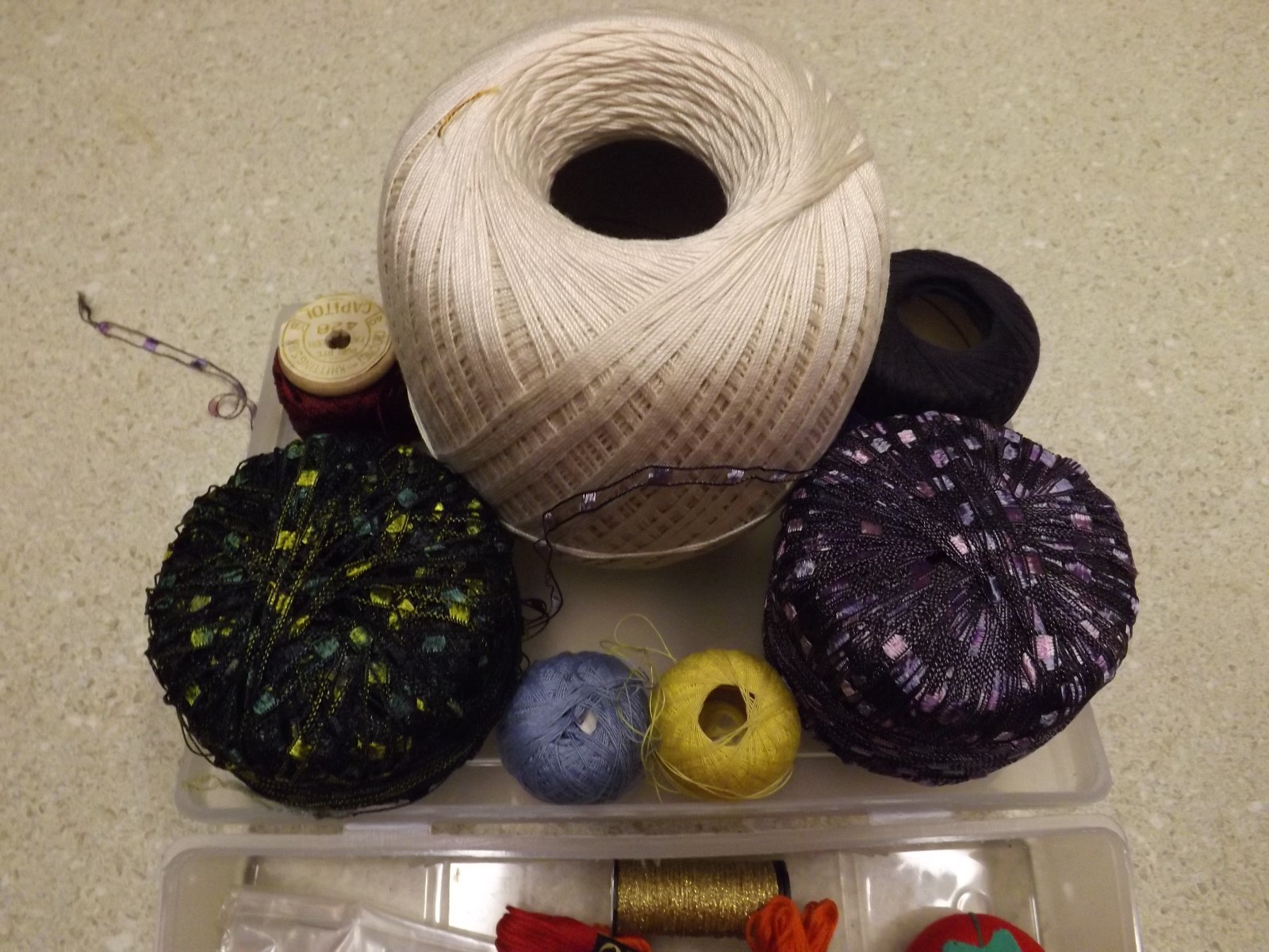 Lot of Embroidery/Needlepoint Thread w/Case + VTG & New crochet thread