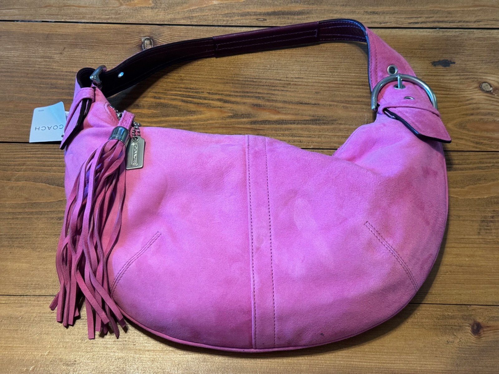 Coach 3671 Women's Pink Suede Adjustable Straps Zipper Coach 3671 Women's Pink Suede Adjustable Straps Zipper