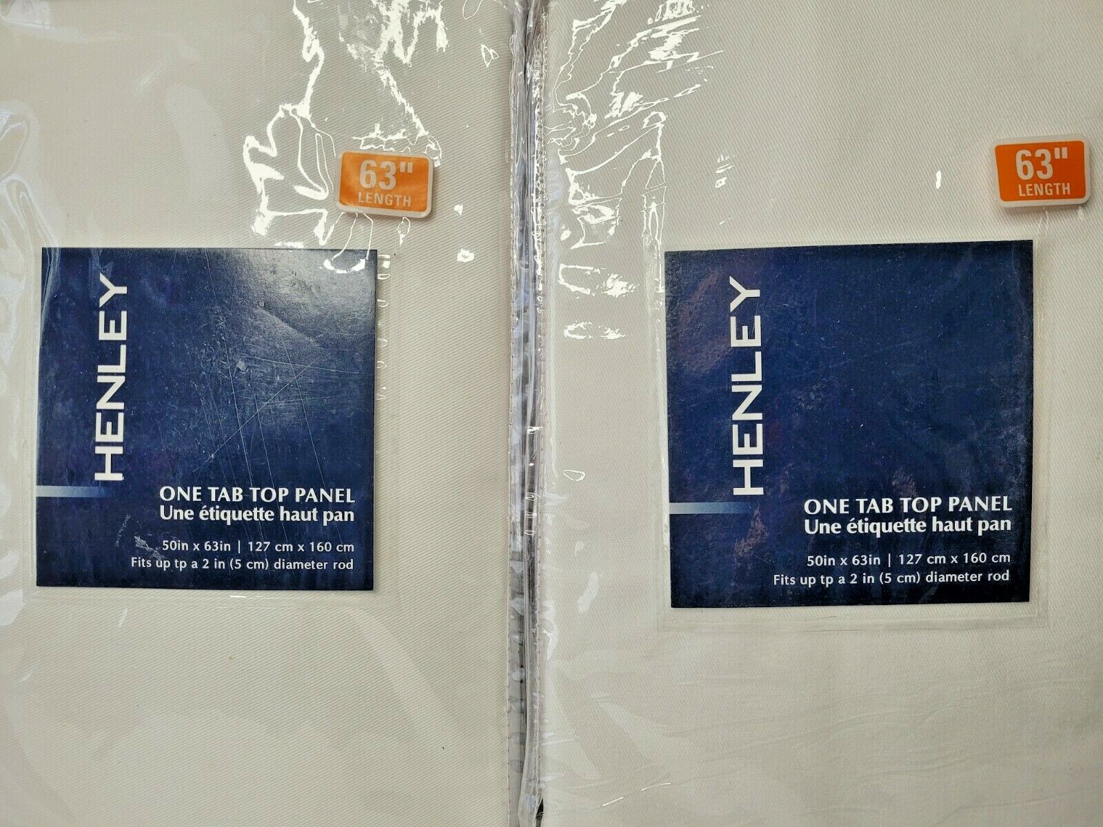 Henley Tab Top White Panel Curtain 50" X 63&rdquo; 2 Packs 1 Panel Per Pack New