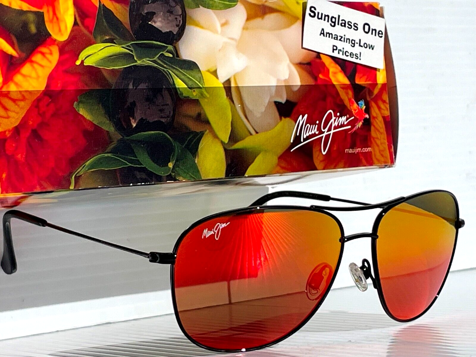 Pre-owned Maui Jim Cliff House Black Gloss Polarized Lava Ruby Lens Sunglass Rm247-02 In Red