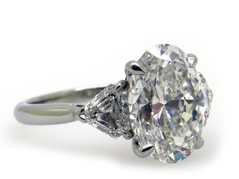 Tiffany Co Platinum 3.82ct Oval Shield Diamond Engagement Ring GIA