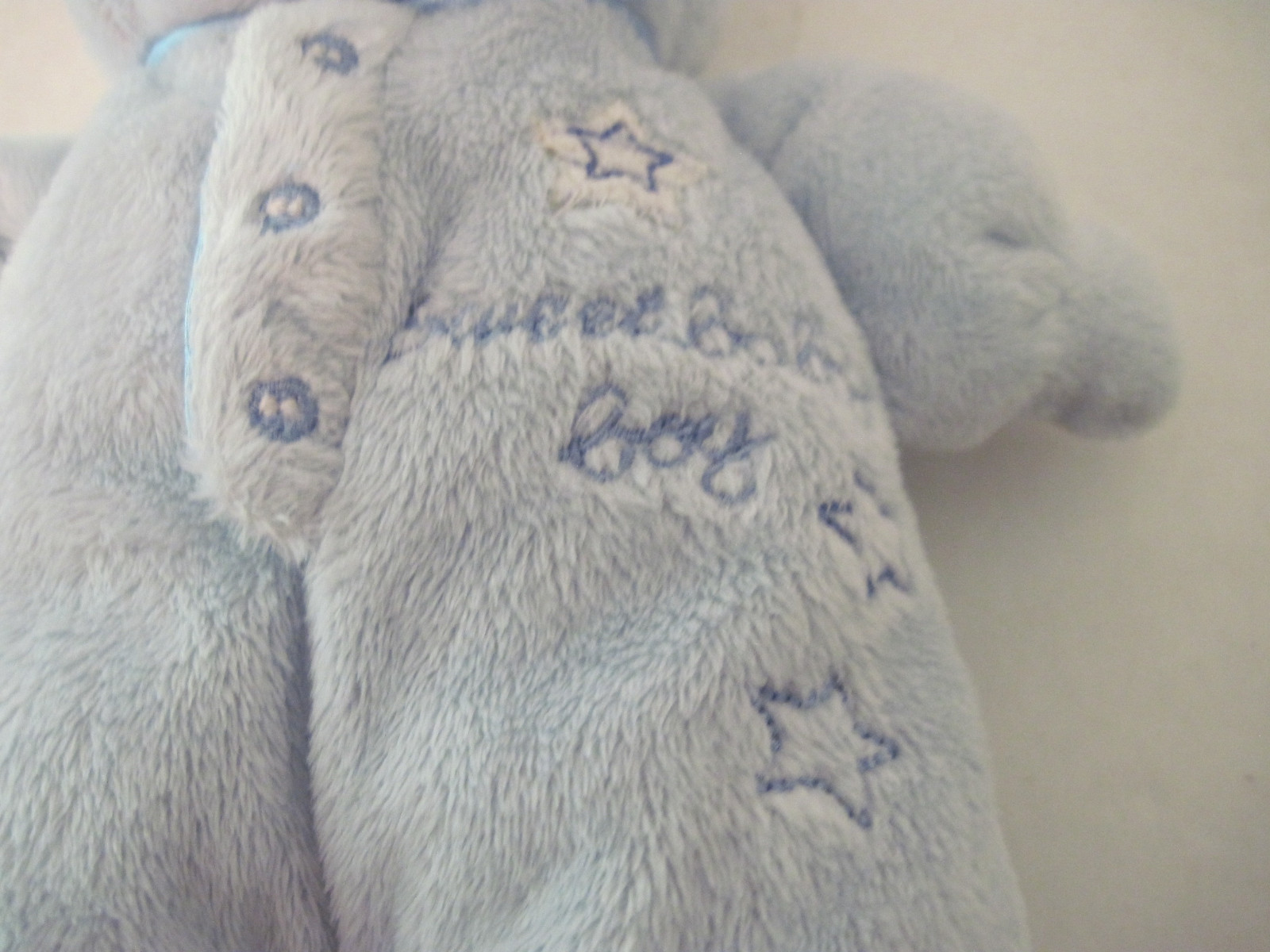 Carters Just One Year SWEET BABY BOY STAR LOVEY- Light Blue Plush BEAR Rattle