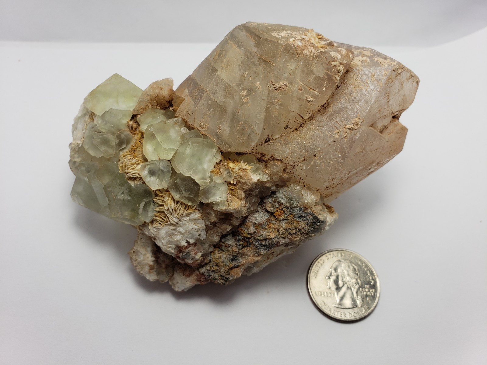 434g NEW Green Fluorite Barite Calcite Crystal Mineral Specimen Ontario,Canada