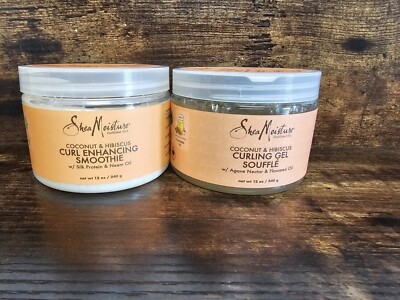 SHEA MOISTURE Hibiscus Curl Enhancing Cream - 12oz And Coconut & Hibiscus Gel