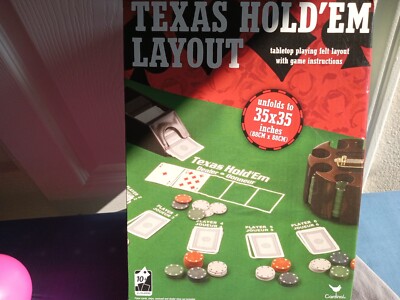 NEW Texas Hold ' Em Layout Felt Table Top Cover Unfolds to 35 x 35'' 