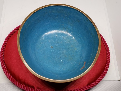 Antique Cloisonne Bowl Blue Floral 4.5 Inches