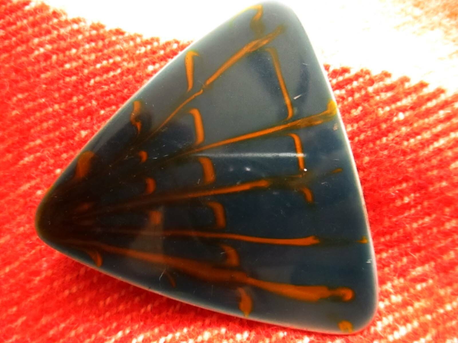 VTG 80s TRIANGLE SPIDER WEB BLUE/GOLD GRAPHIC Belt Buckle for 1.5