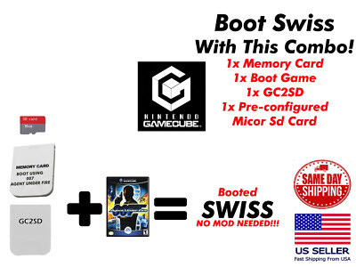 +SWISS GameCube Memory Card Booting SWISS SD Loader GC2SD Combo Plug and Play