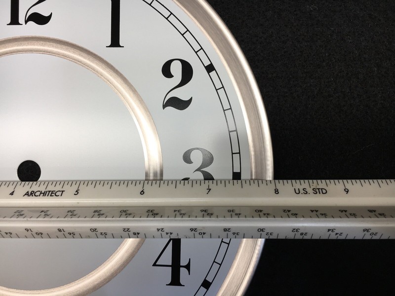 Clock Dial Arabic Numerals 8" Round White with Nickel Trim USA made