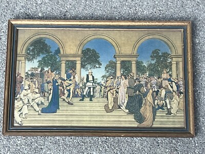 Antique Maxfield Parrish 1910 s Florentine Fete  Original Print Deco Frame RARE