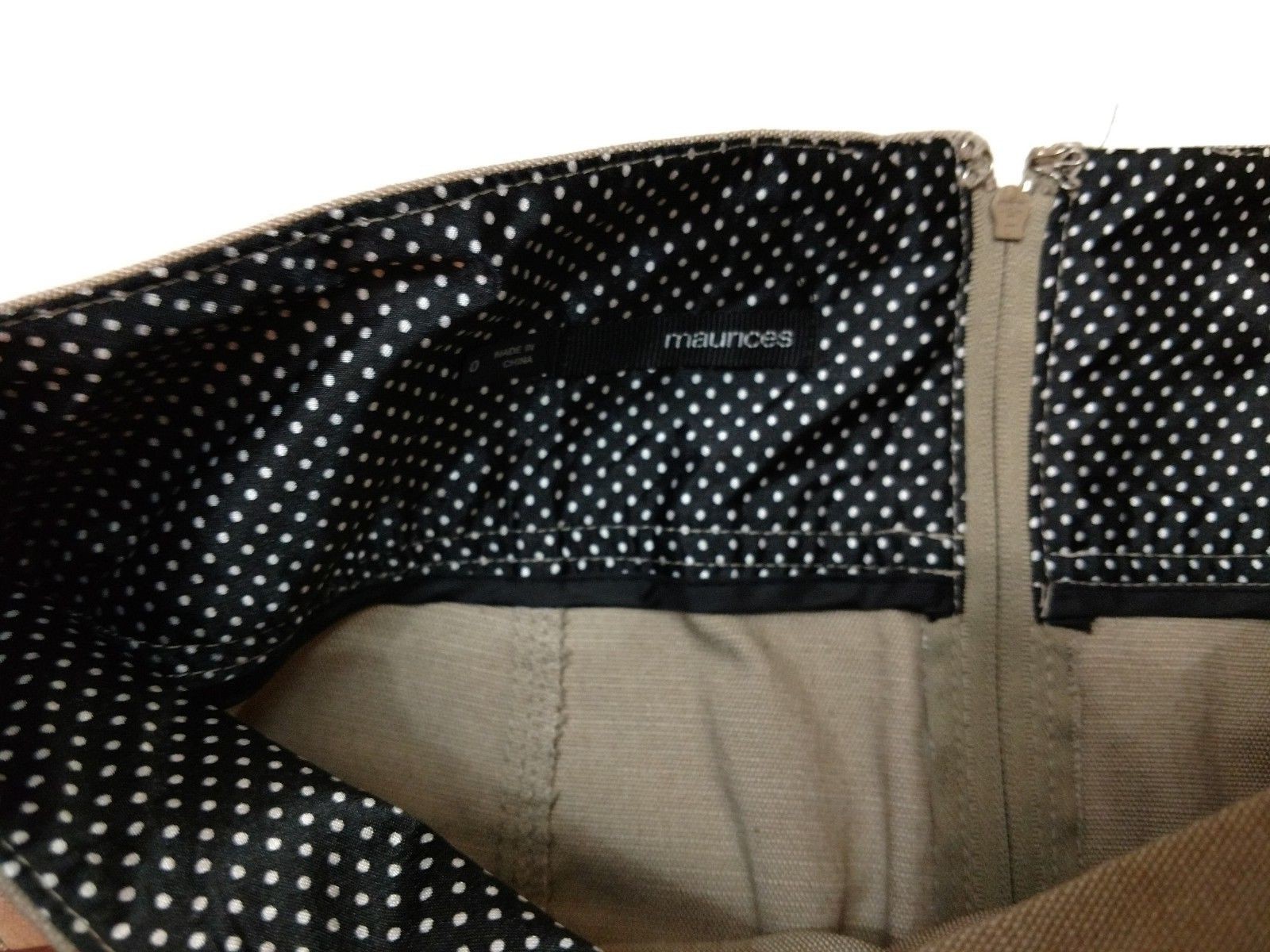 Maurices Womens Size 0 Straight Line Skirt Zip Back Khaki Slight Stretch fit