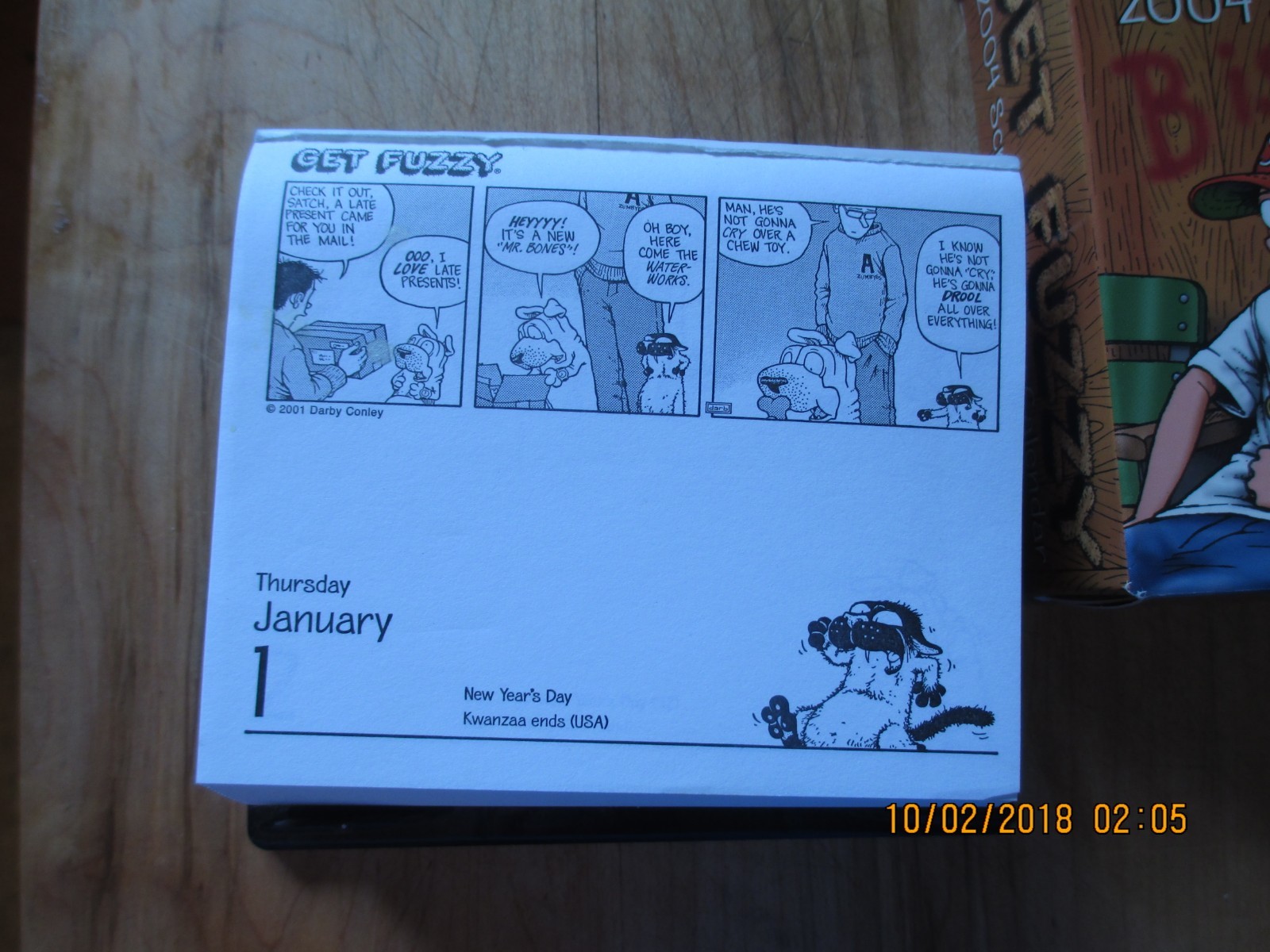 GET FUZZY 2004 scratch a day calender NEW NEVER USED  by DARBY CONLEY