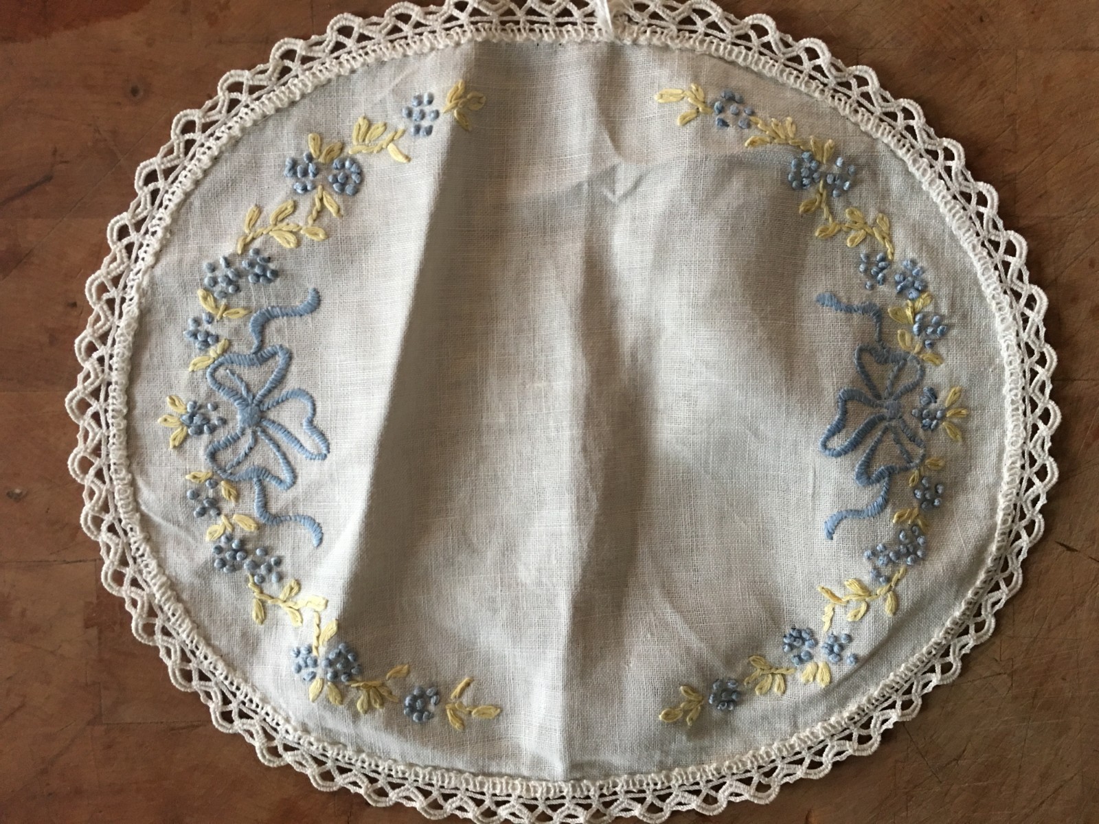 Set Of 3 Vintage Mid Century Dresser Table Scarves Runners Ribbon Flowers #172