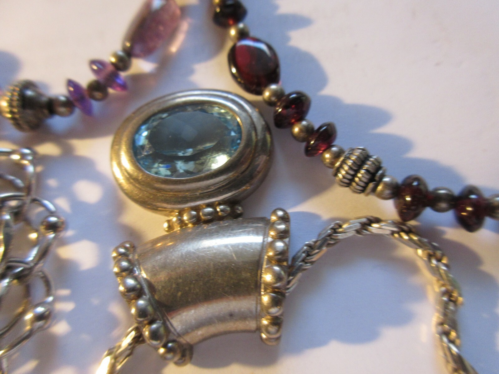 LOT  VTG NOT SCRAP  WEAR 925 STERLING SILVER BRACELET NECKLACE REAL STONES 78G