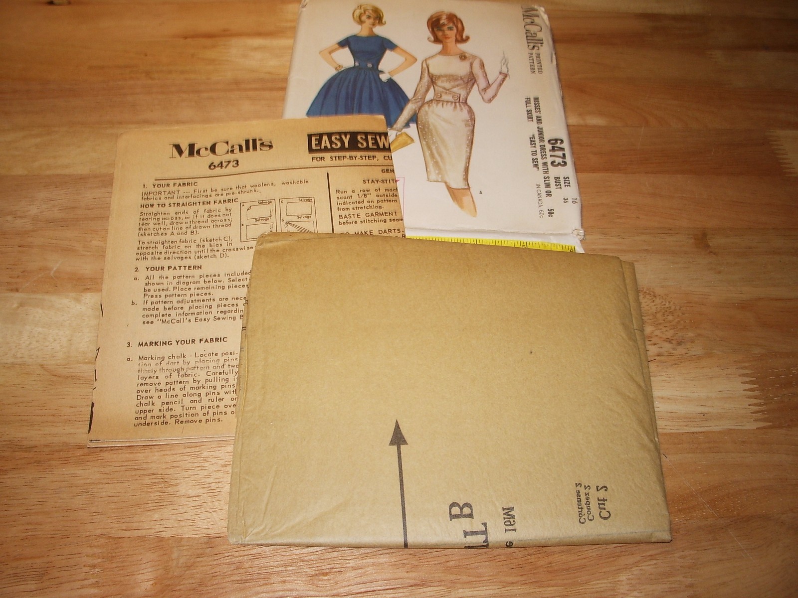 VTG  McCalls FF Pattern 6473 Misses Junior Dress Slim or Full Skirt Sz 16 Bust36