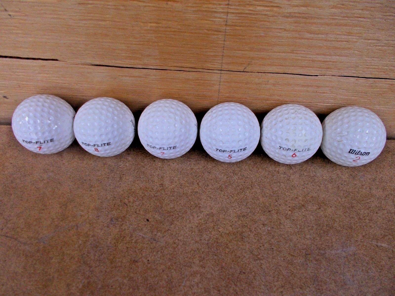 LOT OF 6 ANTIQUE DIMPLE GOLF BALLS: WILSON STAFF AND SPALDING TOP-FLITE #172