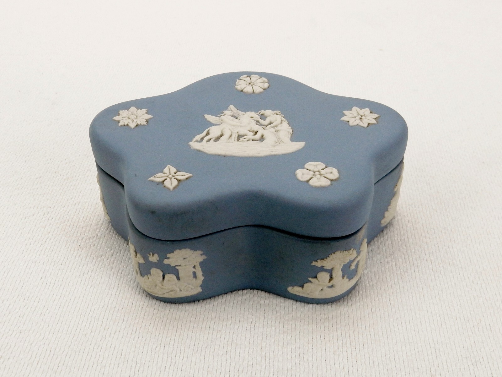 Wedgwood Blue Jasperware Trinket Box, Rounded Star Shape, 3 Wedgwood Blue Jasperware Trinket Box, Rounded Star Shape, 3