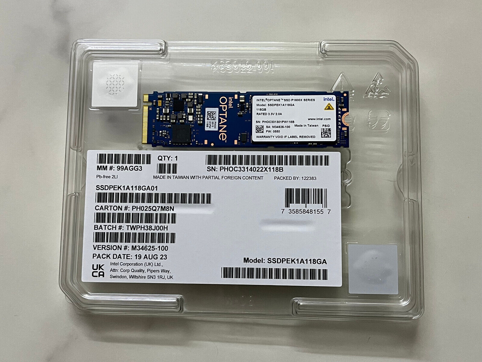 Intel Optane P1600X Series 118GB M.2 PCIe NNMe SSD Intel Optane P1600X Series 118GB M.2 PCIe NNMe SSD