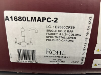 Rohl Acqui Country Collection A1680LMAPC-2 Single Hole Bar Faucet In Chrome