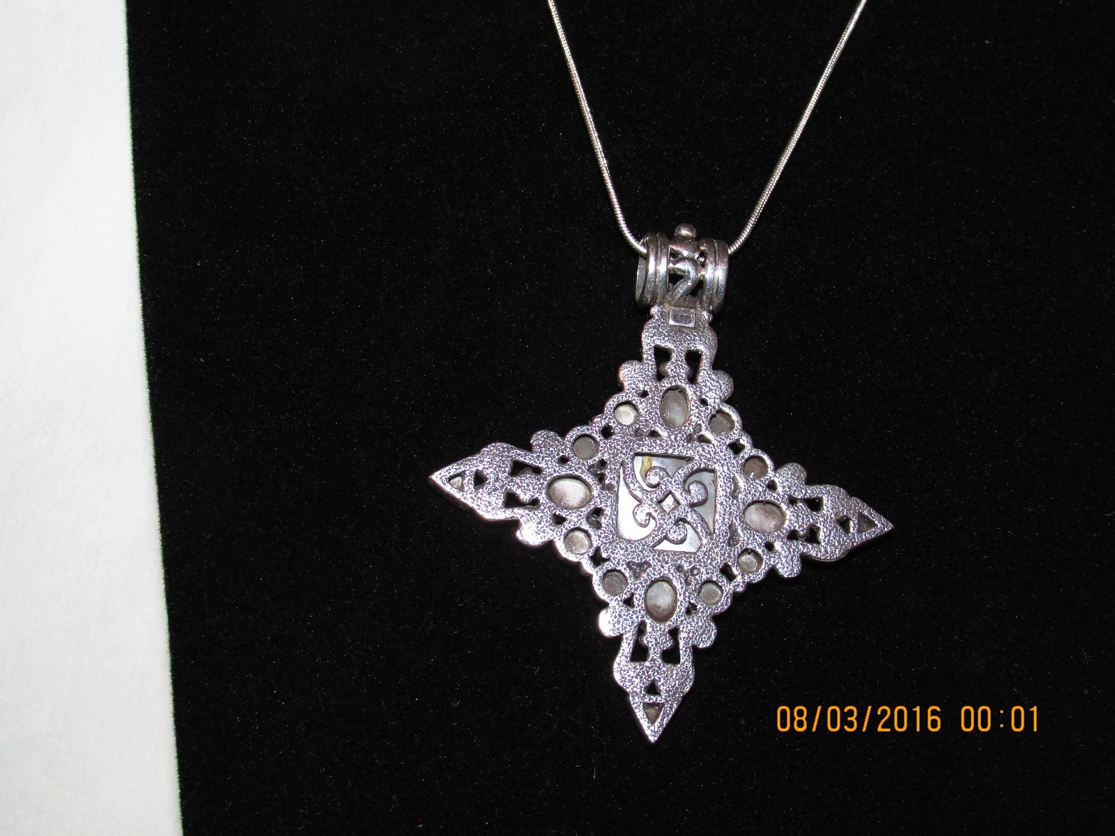 Sale! Estate White MOP & 925 Sterling Silver Star Pendant & Dangle Earring Set
