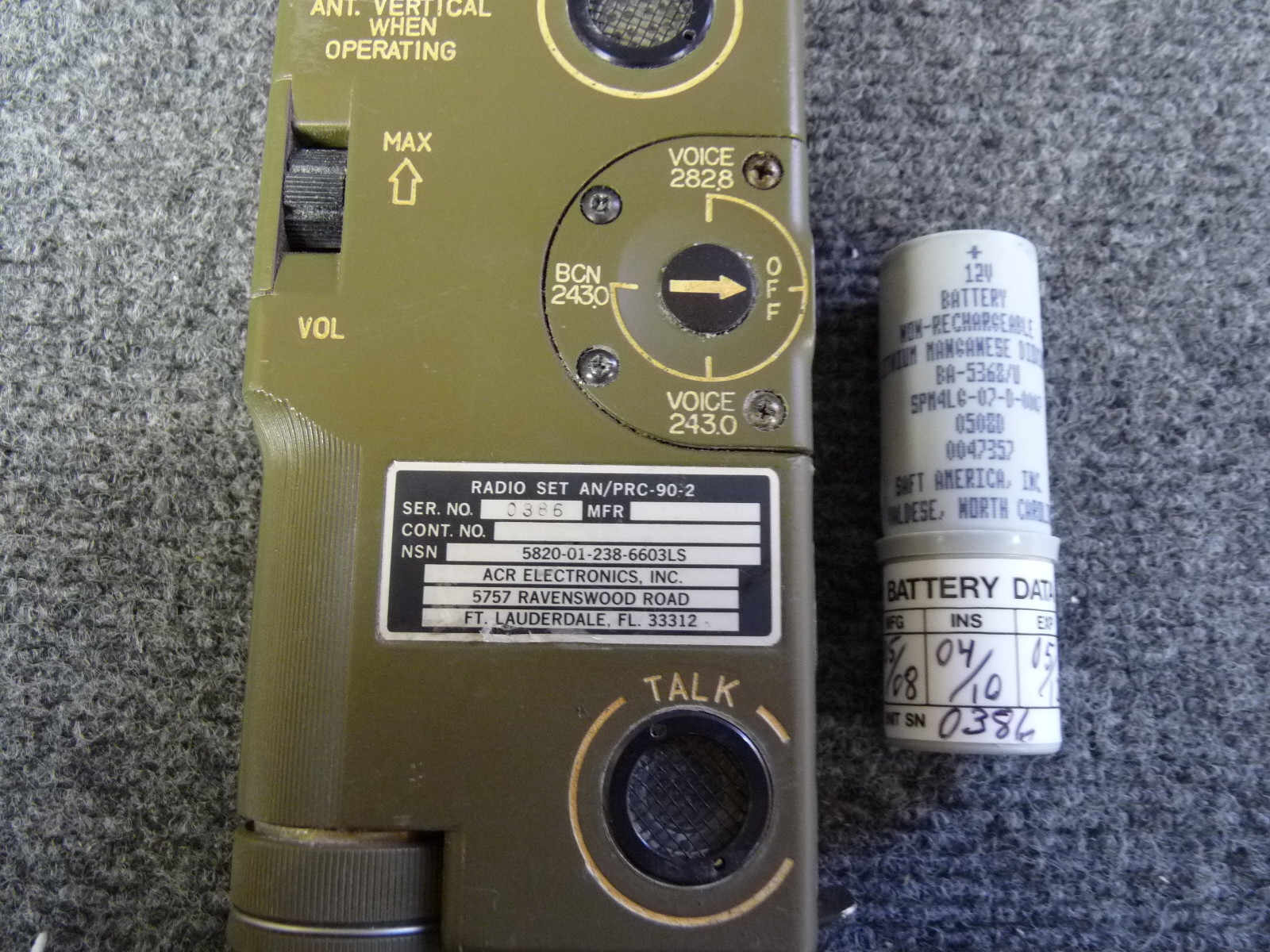 MILITARY SURPLUS PILOT SURVIVAL FIELD RADIO SET AN PRC 90 2 + ADAPTER 0386
