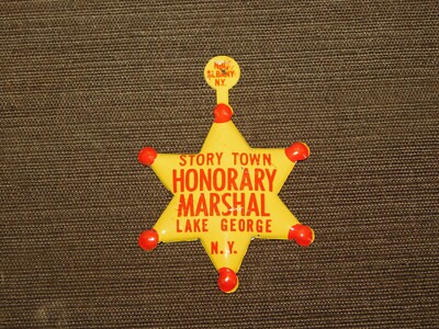 VINTAGE 1960-70S  HONORARY MARSHAL BADGE  STORY TOWN LAKE GEORGE NY UNUSED  