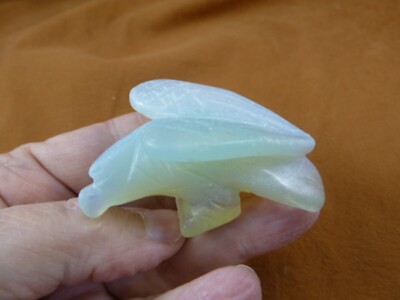 Y-BIR-EA-ST-729) little white Opalite albino EAGLE bird gemstone figurine eagles