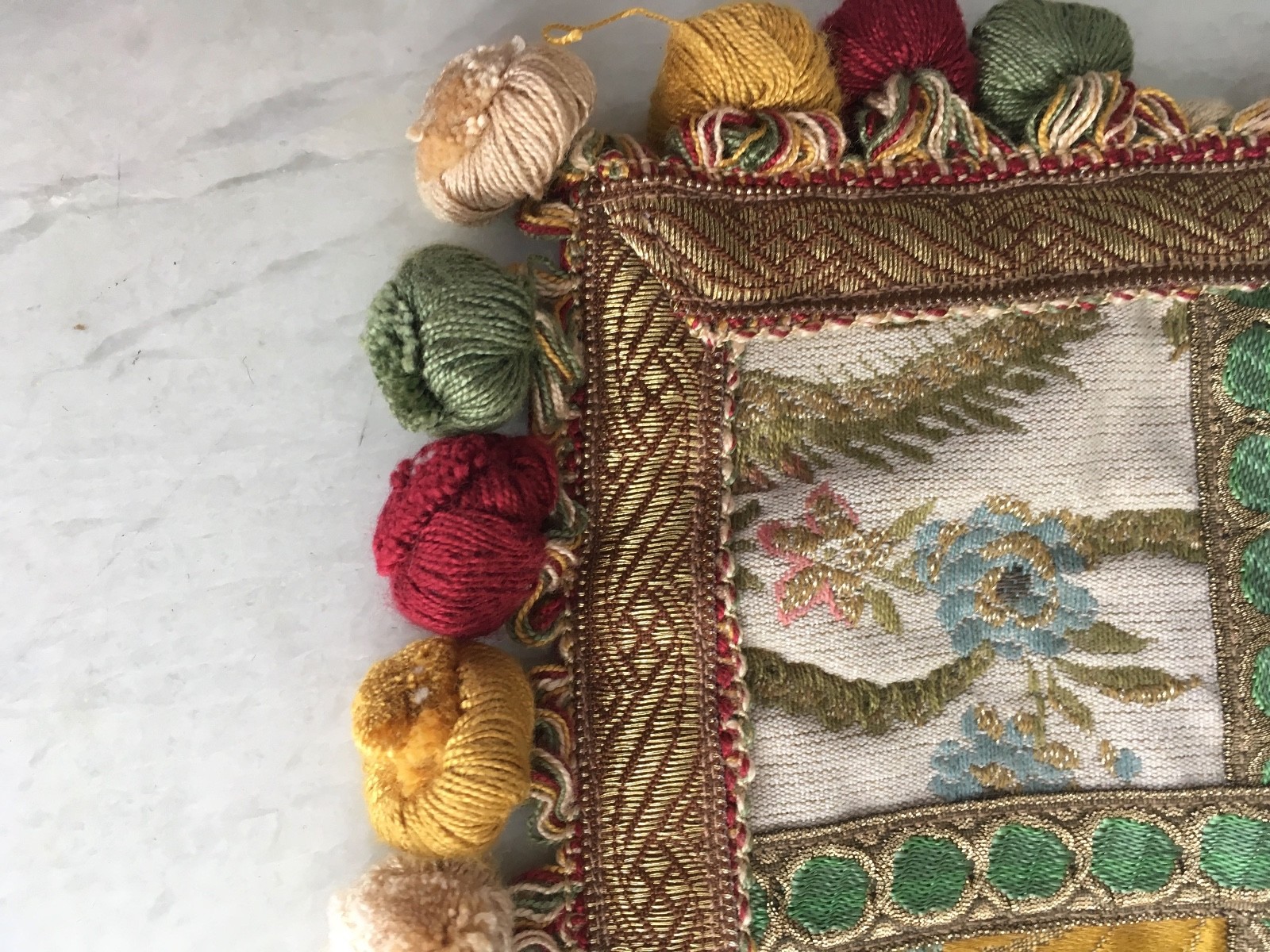 Vintage Venetian Italian Velvet and Silk Textile Sampler Square Table Runner