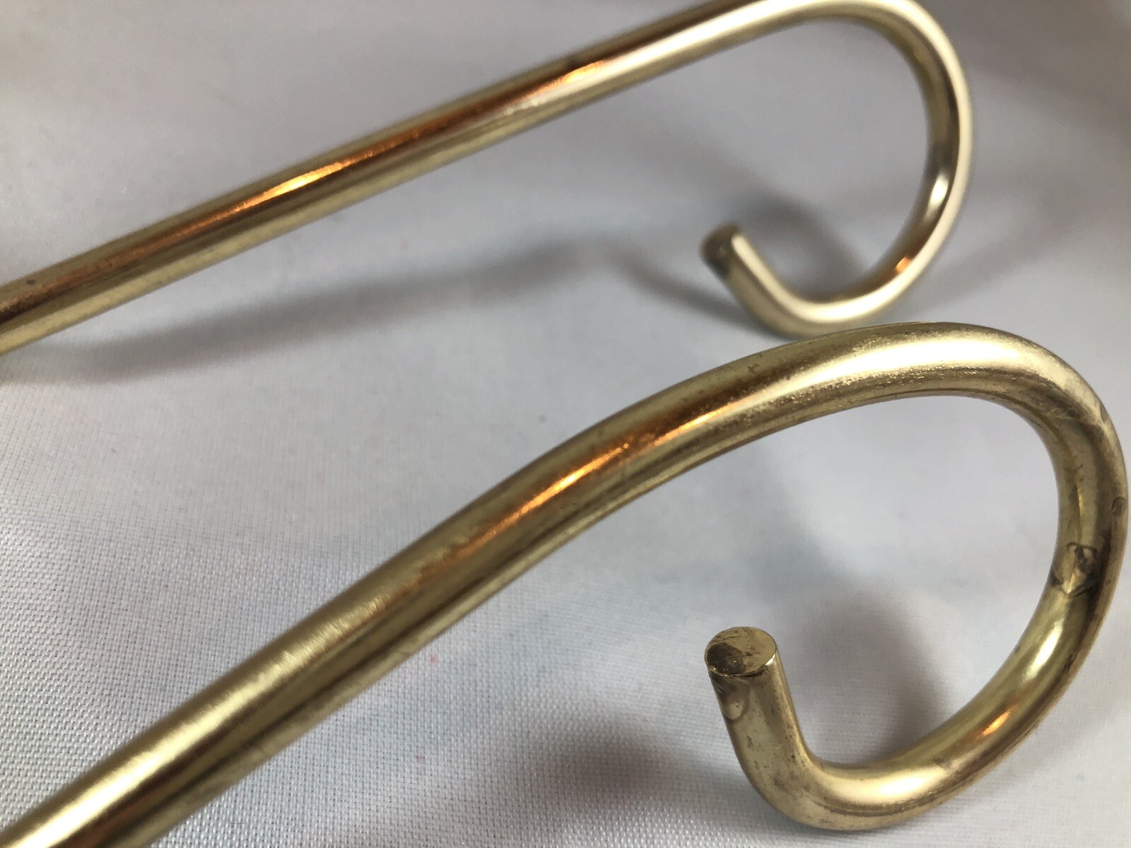 2 Vintage Tension Pole Plant Hanger Arms Hooks Gold Tone Mid Century