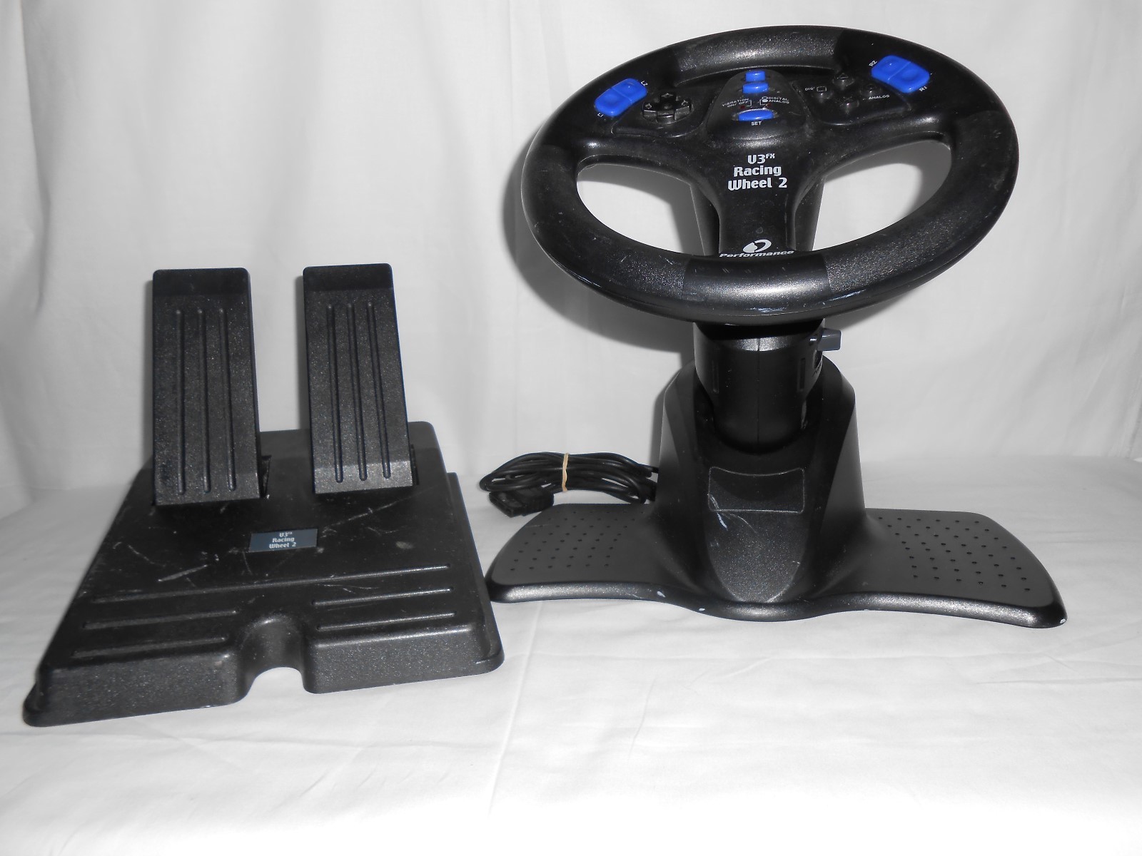 V3FX RACING WHEEL 2 FOR PS2 PLAY STATION 2 W/ STEERING WHEEL FOOT PEDAL