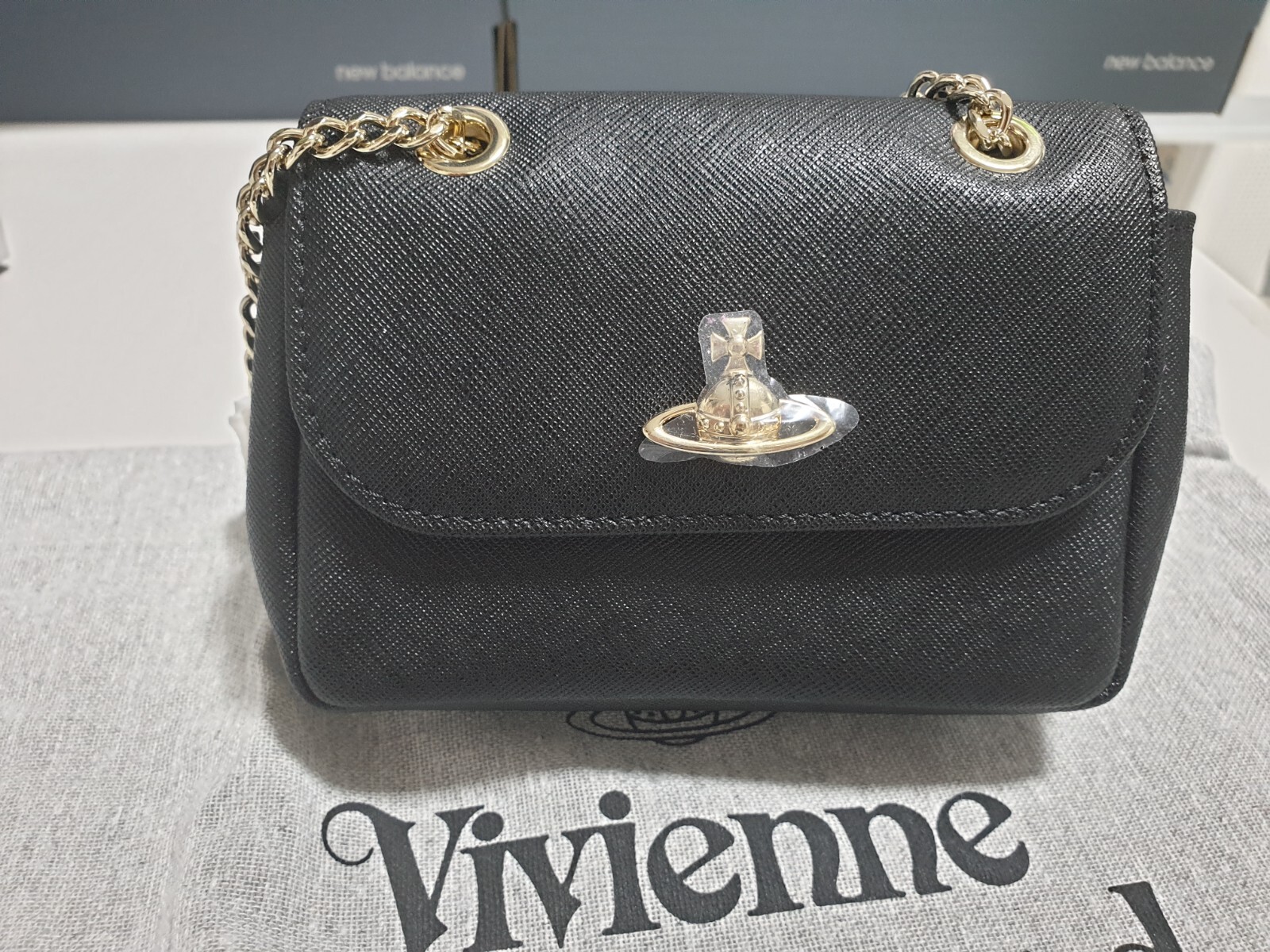 Vivienne Westwood Small Purse with Chain Bag Leather Black Vivienne Westwood Small Purse with Chain Bag Leather Black