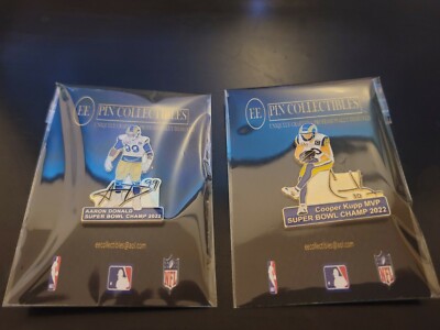 LA  Rams Aaron Donald & Cooper Kupp Super Bowl LVI Champ Lapel Pins (Combo Deal)