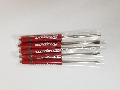 NEW Lot of 5 Snap on Tools Flat Mini Pocket RED Screwdrivers w/Clip Magnetic Top