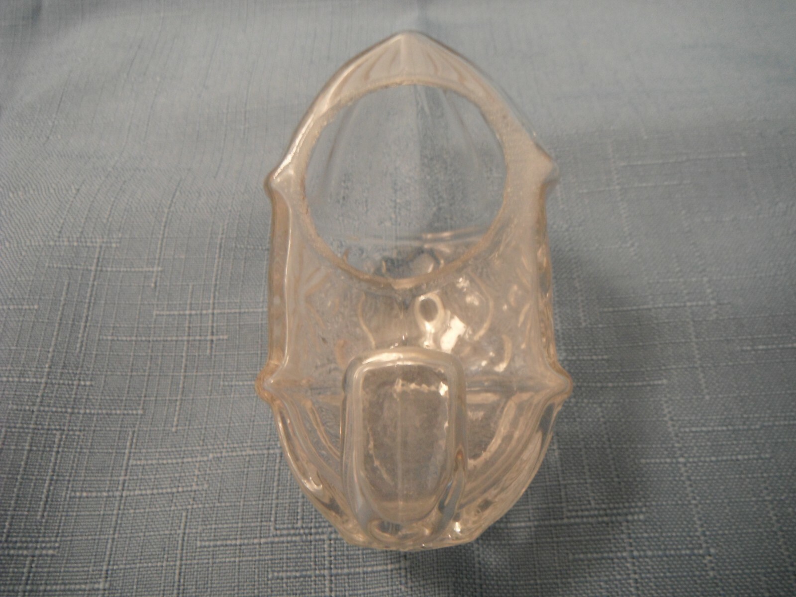 BIRD CAGE FEEDER, Antique/Vintage  Clear glass  ribbed floral