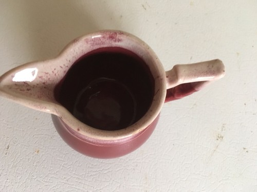 Vintage Dark Red And White Glazed Ceramic Creamer 189 USA