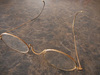 Antique VINTAGE Eye Glasses Spectacles Gold Tone Round Prescription 1920's ?