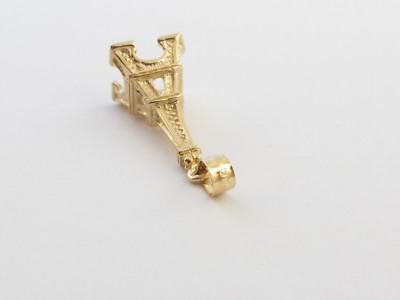 Pre-owned Preciousgold4you 14k Yellow Gold Paris Eiffel Tower Charm Pendant