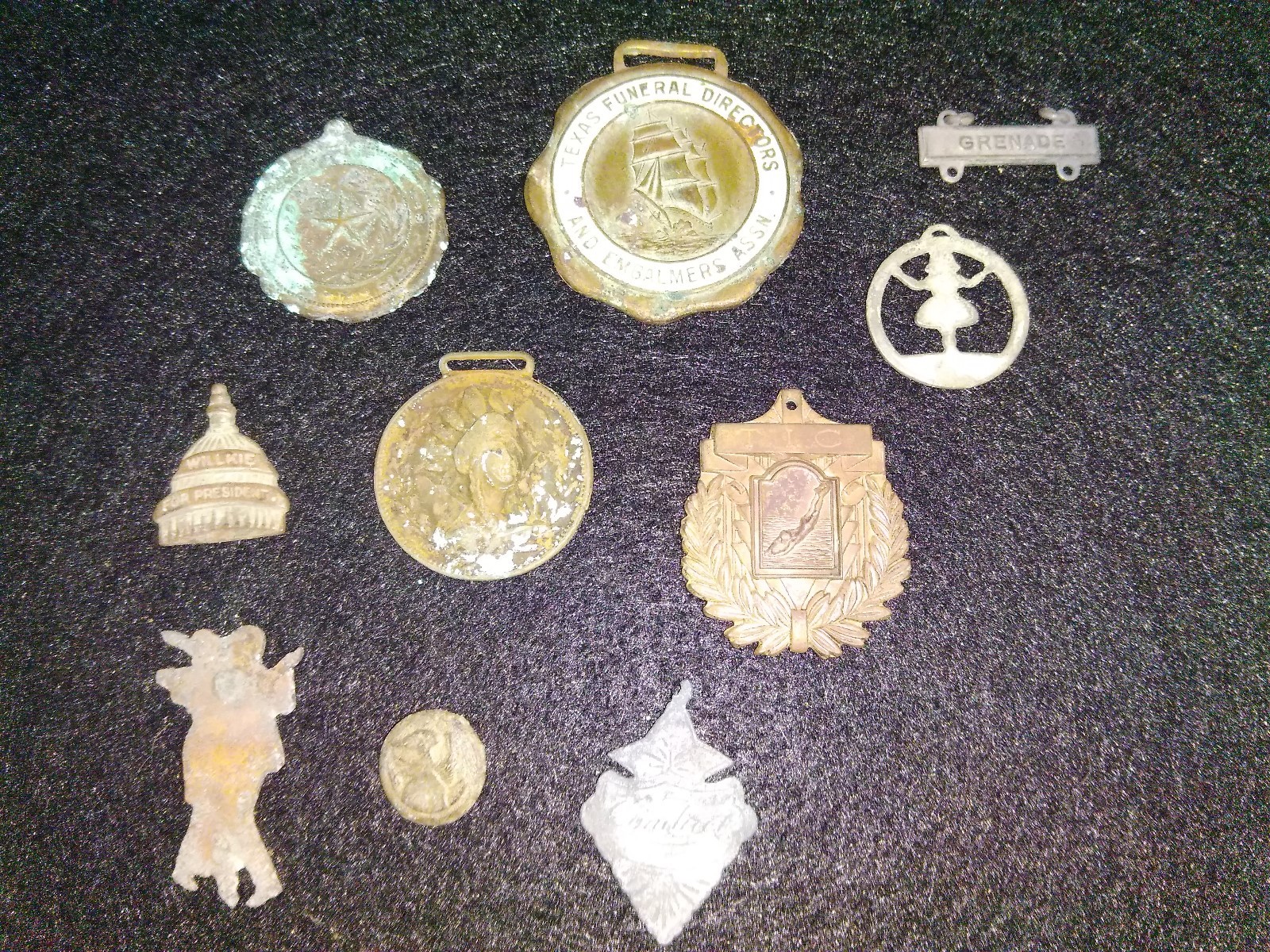 10 Vintage Collectible Badges or Metals   - Sea Recovery Artifact Ship Wreckage