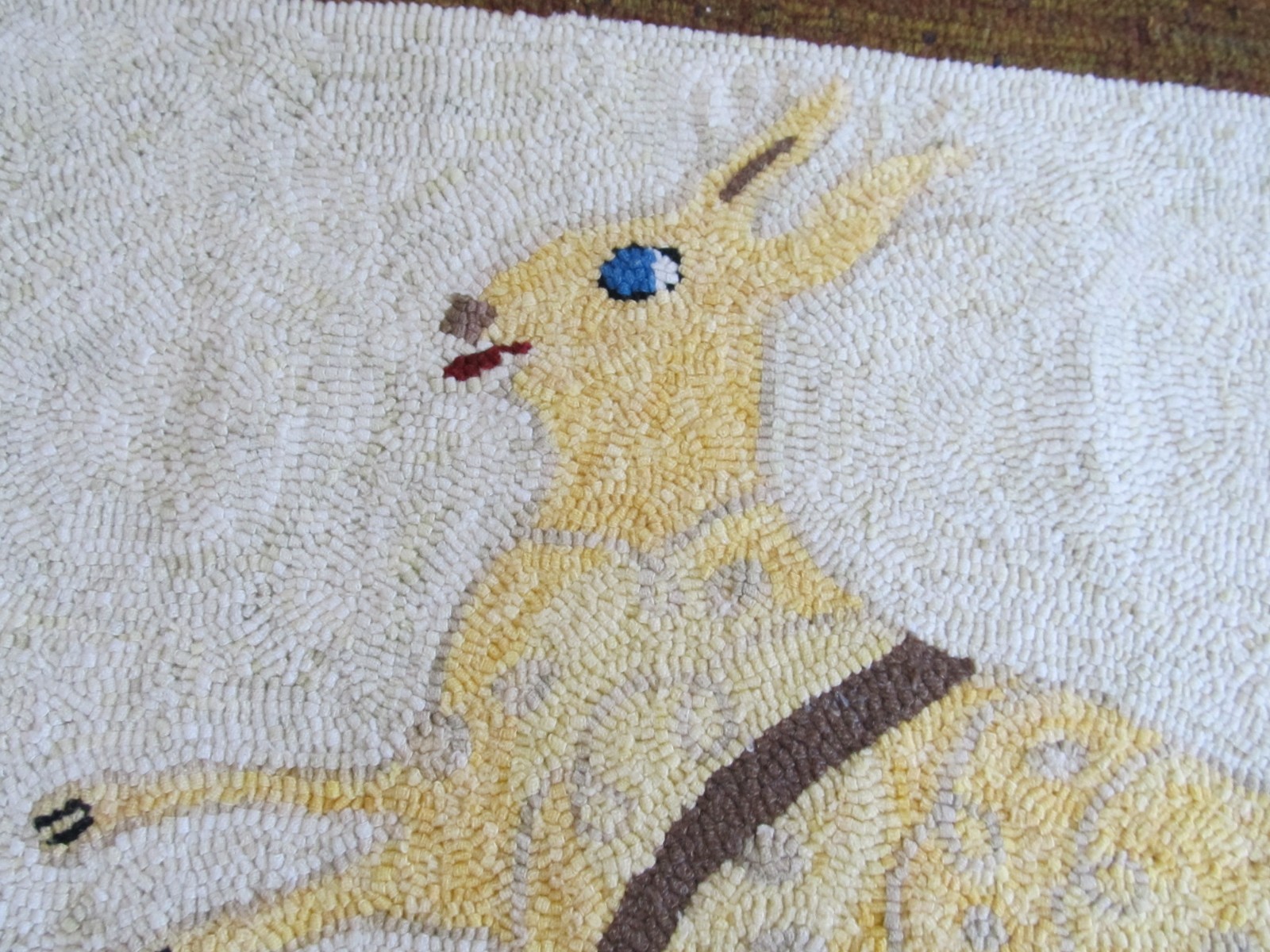 HAND HOOKED ALL WOOL RUG  (THE GILBERT RABBIT)