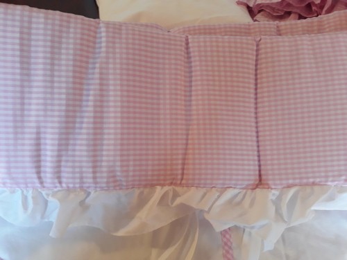 Round Crib bedding Set Pink and white gingham 16 piece set New beautiful