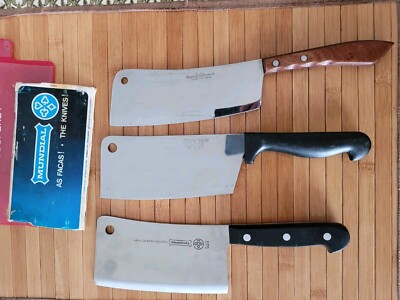 3 Vtg MUNDIAL REGENT DIAMOND CUT 12.5/6/4 Oz 5/6''Blad Cleaver Butcher Knife.OBO 