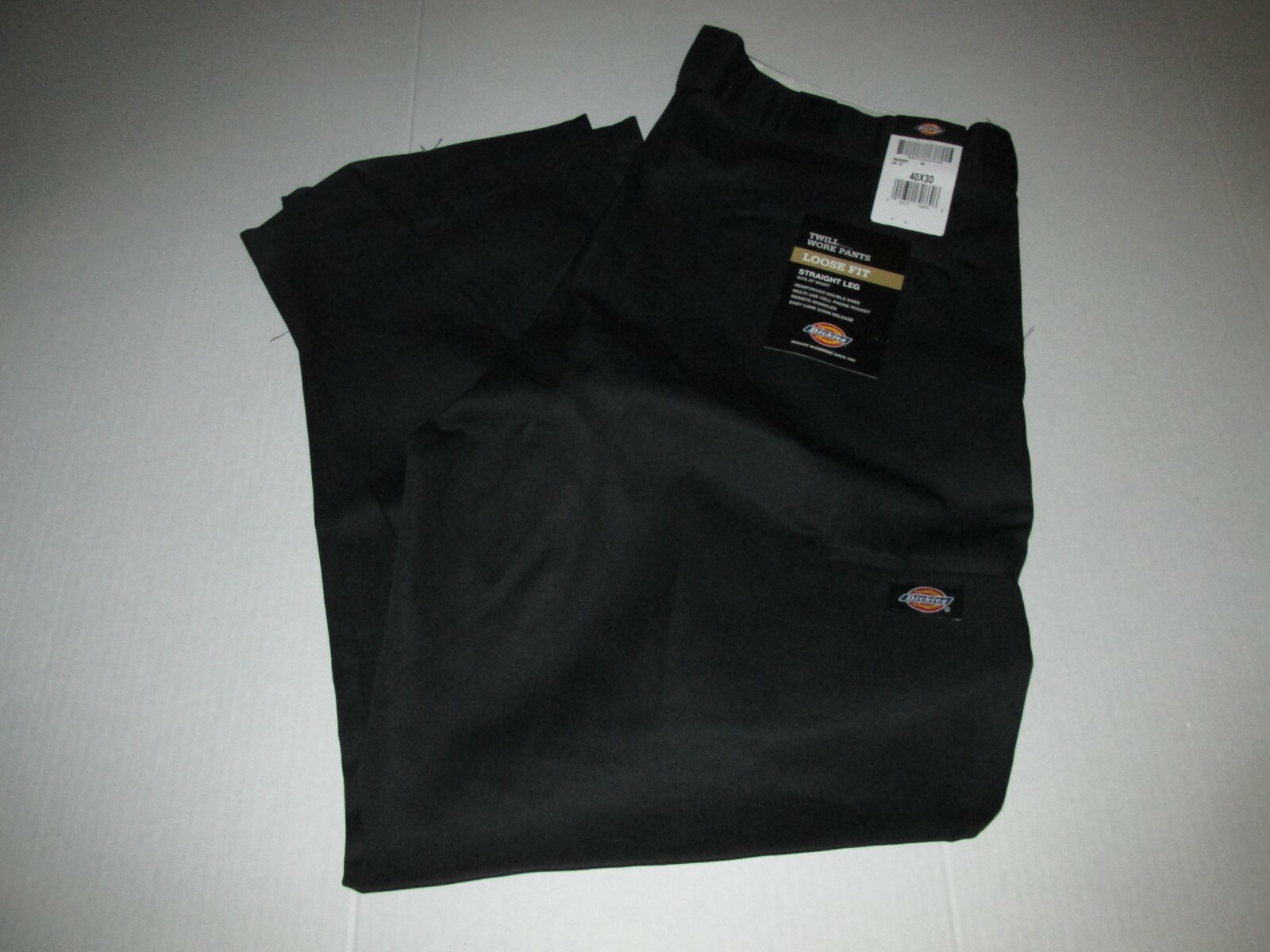 Dickies Loose Fit Straight Leg Black Twill Work Pants 40 x