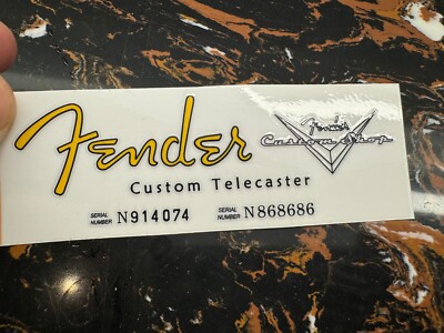 2Pcs Vinyl UV Transfer Headstock Decals For FENDER Custom Shop Telecaster Guitar